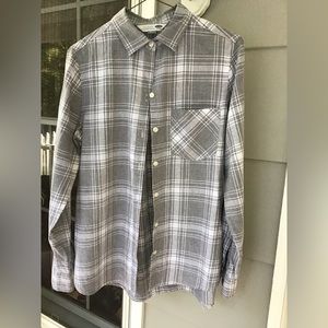 Old Navy Women’s Gray/White Classic Plaid 100% Cotton Flannel Shirt  Size Medium